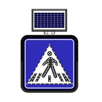 FM Trafik Solar Flaşörlü Ledli Trafik Levhası 60x60 cm Yaya Geçidi