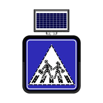FM Trafik Solar Flaşörlü Ledli Trafik Levhası 60x60 cm Yaya Geçidi