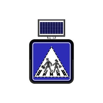 FM Trafik Solar Flaşörlü Ledli Trafik Levhası 60x60 cm Yaya Geçidi