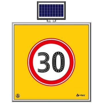 FM Trafik Solar Ledli 100X100 cm 30 kmh Yol Bakım Levhası