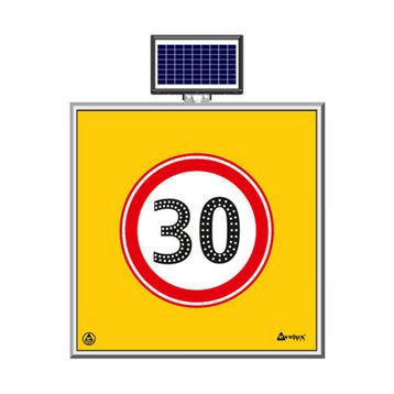 FM Trafik Solar Ledli 100X100 cm 30 kmh Yol Bakım Levhası