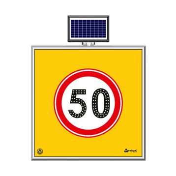 FM Trafik Solar Ledli 100X100 cm 50 kmh Yol Bakım Levhası