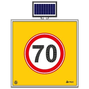 FM Trafik Solar Ledli 100X100 cm 70 kmh Yol Bakım Levhası