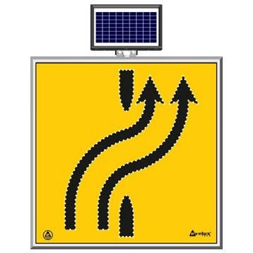 FM Trafik Solar Ledli 100X100 cm Sol Yoldan Sağ Yola Yol Bakım Levhası