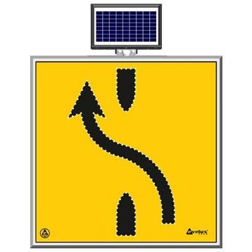 FM Trafik Solar Ledli 100X100 cm Sol Yoldan Sağ Yola Yol Bakım Levhası