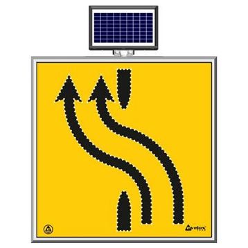 FM Trafik Solar Ledli 100X100 cm Sol Yoldan Sağ Yola Yol Bakım Levhası