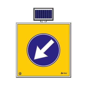FM Trafik Solar Ledli 100X100 cm Sol Yön Yol Bakım Levhası