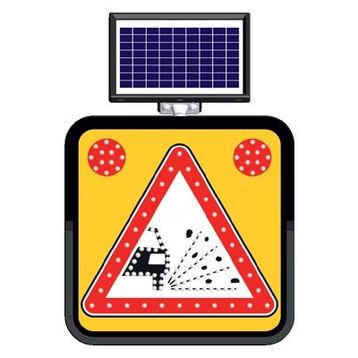 FM Trafik Solar Ledli 60X60 cm Gevşek Zemin Yol Bakım Levhası
