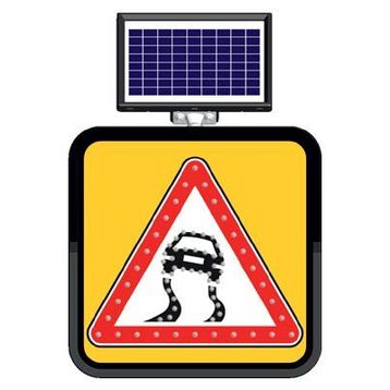 FM Trafik Solar Ledli 60X60 cm Kaygan Yol Yol Bakım Levhası