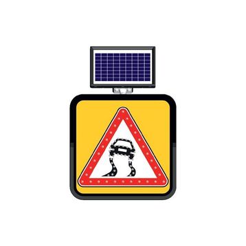 FM Trafik Solar Ledli 60X60 cm Kaygan Yol Yol Bakım Levhası