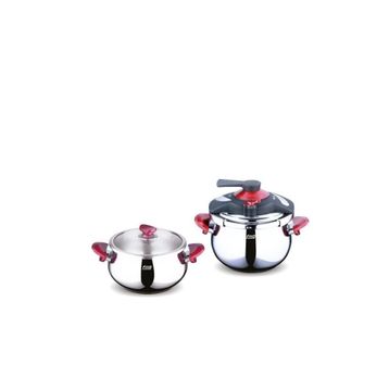 FMS Venüs İkiz 5+7 lt Güveç Düdüklü Tencere+Kırmızı Cam Kapak