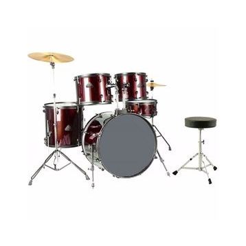 Focus FCP0803-WR 5 Parça 20B/10T/12T/14F/14S Aksamlı Zilli Bordo Akustik Davul Seti