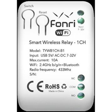 Fonri WF3-TM4-0201-02 Akıllı Kablosuz Tek Kanal Röle