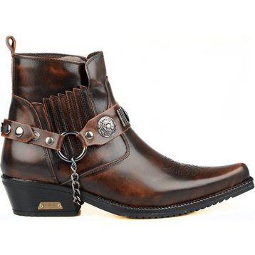 FootCourt Western İçi Kürklü Kahverengi Erkek Kovboy Botu