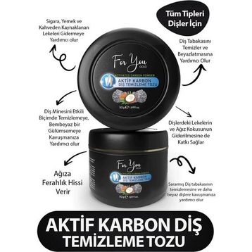 For You Gold Aktif Karbon Diş Temizleme Tozu 50 gr Extra Beyazlatıcı Diş Tozu
