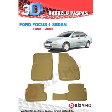 Ford Focus 1 Sedan 1998-2005 Premium 3D Bej Havuzlu Oto Paspas Bizymo