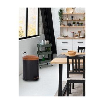 Foreca Vintage Çizgili Siyah 12 lt Çöp Kovası