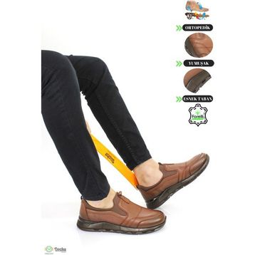 Forelli F24/CM46603 Yumuşak Deri Ortopedik Bağcıksız Taba Erkek Günlük Ayakkabı