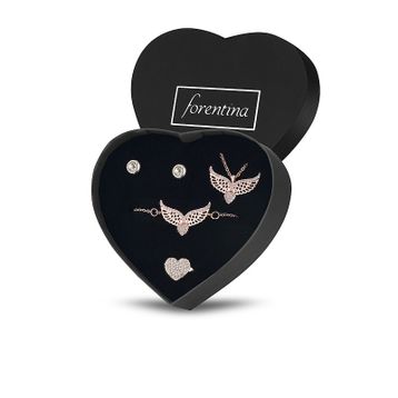 Forentina PS1255 Rose Melek Kanadı Kolye Bileklik Küpe Set