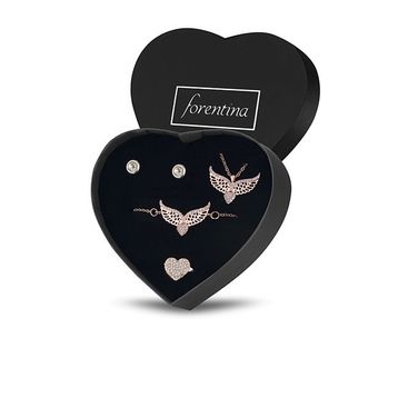 Forentina PS1255 Rose Melek Kanadı Kolye Bileklik Küpe Set