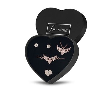 Forentina PS1255 Rose Melek Kanadı Kolye Bileklik Küpe Set