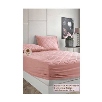 Formeya Alez Pudra %100 Pamuk Kapitone 80x180 cm Yatak Koruyucu Alez Fitted Çarşaf