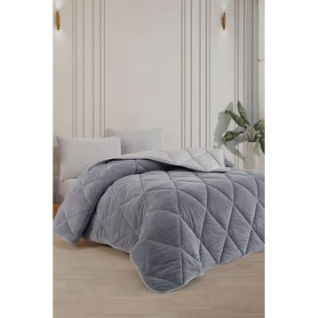 Formeya Çift Taraflı 220x240 cm Battal Boy Lüx Gri Welsoft Yorgan