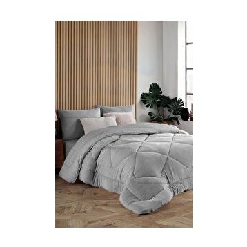 Formeya Çift Taraflı 220x240 cm Battal Boy Lüx Gri Welsoft Yorgan