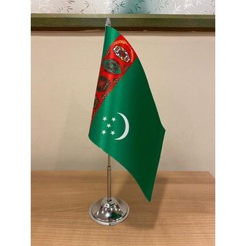 Fors Bayrak Türkmenistan Masa Bayrağı Krom Direkli Tekli Bayrak