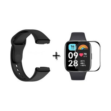 Forzacase Xiaomi Redmi Watch 3 Active FC171 Siyah Ekran Koruyucu Film ve Silikon Kordon