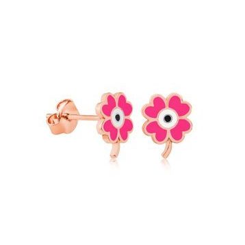 Fosforlu Gümüş Pembe Yonca Küpe