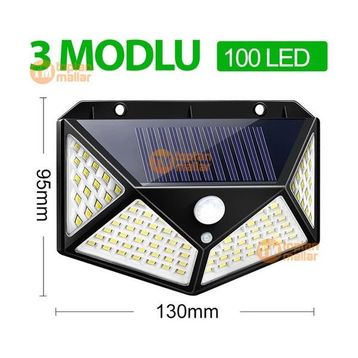 Fotoselli Projektör 100 Led Sensörlü Güneş Enerjili Solar Duvar Kapı Lambası