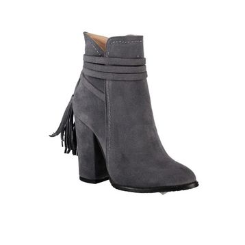 Fox Shoes A922803902 Gri Süet Kadın Bot