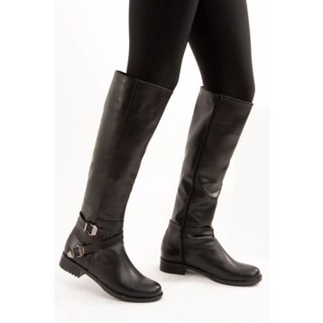 Fox Shoes E726203409 Siyah Cilt Suni Deri Kadın Çizme