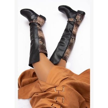 Fox Shoes E726561809 Siyah Vizon Yılan Kadın Çizme