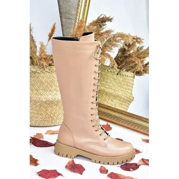 Fox Shoes L430194009 Ten Suni Deri Bağcıklı Günlük Kadın Çizme