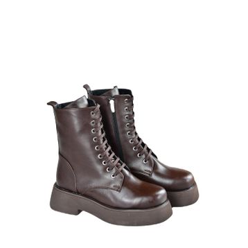 Fox Shoes L610130109 Kahverengi Suni Deri Kalın Tabanlı Günlük Kadın Bot