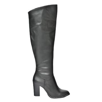 Fox Shoes L654618009 Siyah Suni Deri Yüksek Topuklu Kadın Çizme