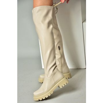 Fox Shoes N404002009 Ten Suni Deri Kalın Tabanlı Dizüstü Kadın Çizme