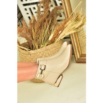 Fox Shoes N820001609 Ten Suni Deri Alçak Topuklu Günlük Kadın Bot