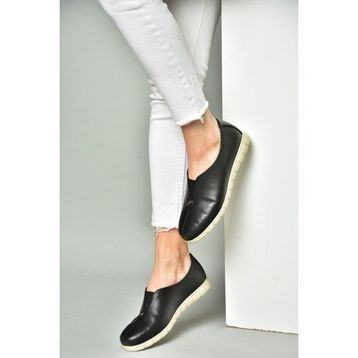 Fox Shoes P555081203 Siyah Deri Comfort Taban Kadın Ayakkabı