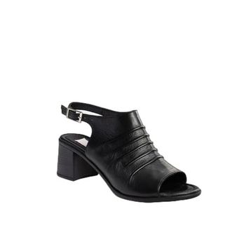 Fox Shoes P555450803 Siyah Hakiki Deri Kalın Topuklu Kadın Günlük Ayakkabı