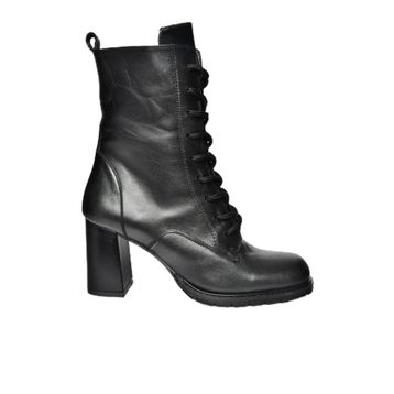 Fox Shoes R654026703 Siyah Hakiki Deri Kalın Topuklu Kadın Bot