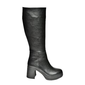 Fox Shoes T282099909 Siyah Kalın Topuklu Kadın Çizme