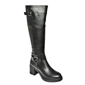 Fox Shoes T282832009 Siyah Kalın Topuklu Kadın Çizme