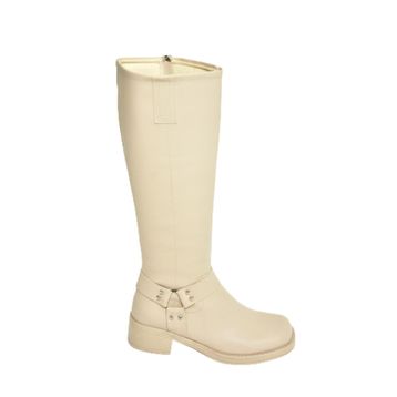Fox Shoes T404550009 Bej Alçak Topuklu Kadın Çizme