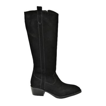 Fox Shoes T480142802 Siyah Süet Alçak Topuklu Kadın Çizme