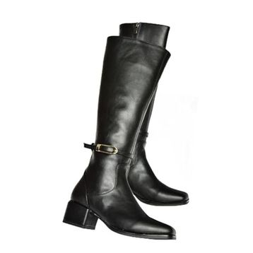 Fox Shoes T590142609 Siyah Kalın Topuklu Kadın Çizme