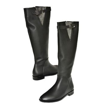 Fox Shoes T820109209 Siyah Taş Detaylı Kadın Çizme