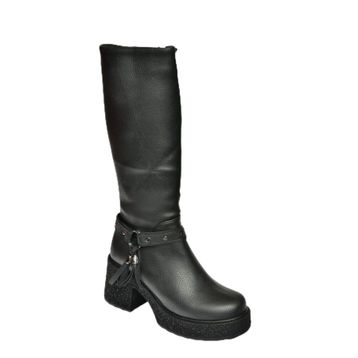 Fox Shoes T996224009 Siyah Kalın Topuklu Kadın Çizme